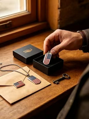 📿American Flag Dog Tag Necklace