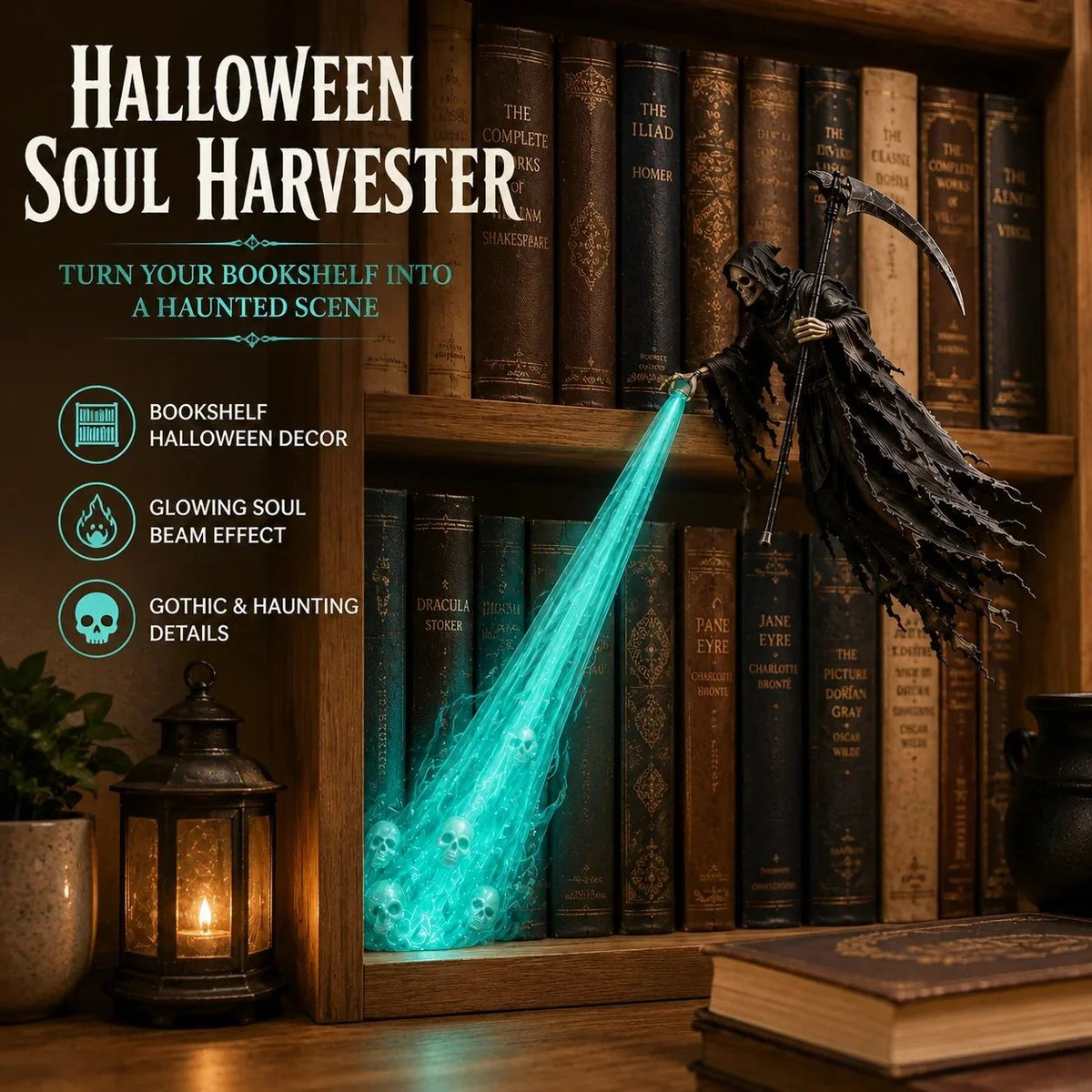 ๐ The Soul Collector โ Haunted Reaper Shelf Light