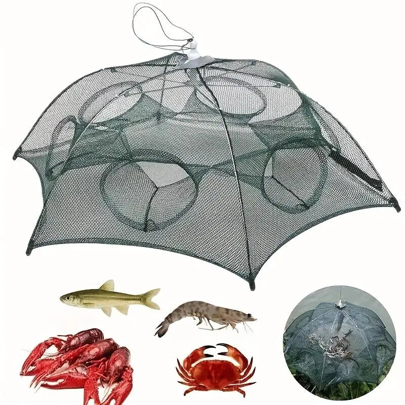 ๐ฃ Foldable 6-Hole Fishing Bait Trap | Crab, Crawfish & Minnow Net