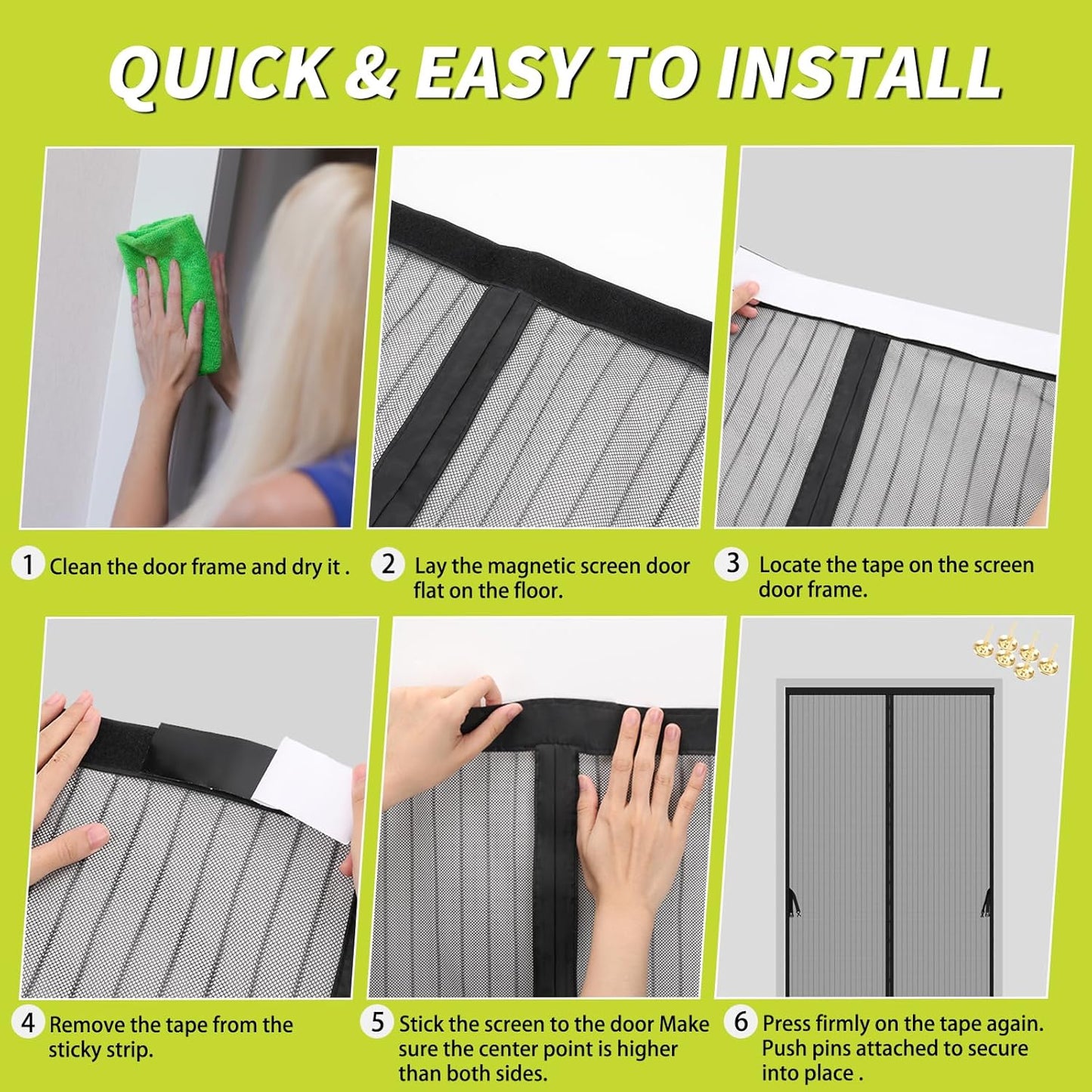 πͺ Self-Sealing Magnetic Screen Door β Hands-Free Entry, Bug-Free Living