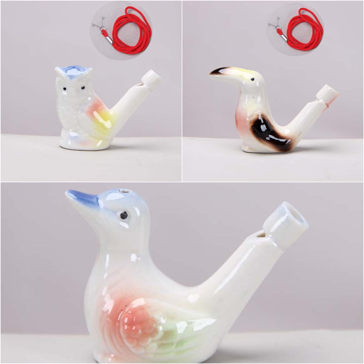 🐤 Ceramic Water Bird Whistle – Handcrafted, Realistic Chirping, Add Water to Sing (3PCS Set)