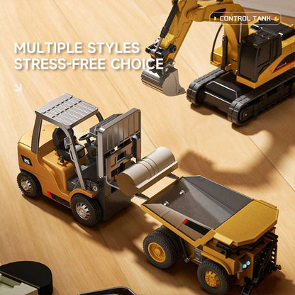 RC Construction Vehicle Toy Set with Excavator, Dump Truck, Forklift & Bulldozer