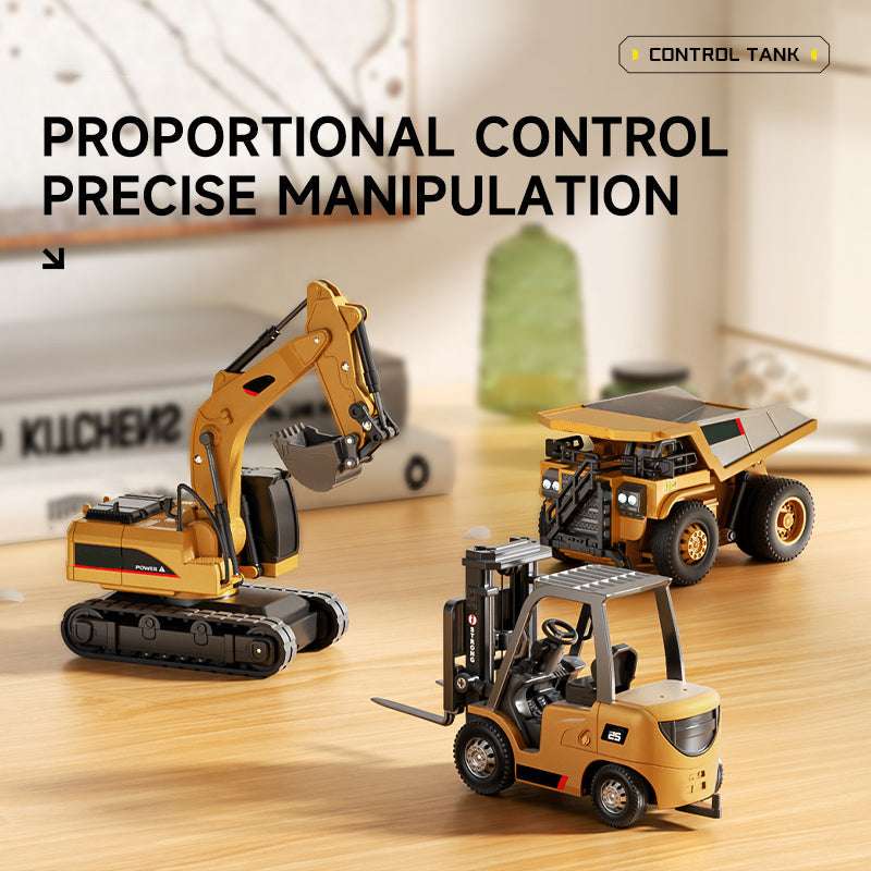 RC Construction Vehicle Toy Set with Excavator, Dump Truck, Forklift & Bulldozer