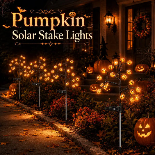 🎃😊 Pumpkin Solar Stake Lights 4PCS – Halloween Outdoor Yard Decor