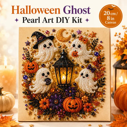 Spooky-Cute Ghost Pearl Art DIY Kit – 8" × 8" Halloween Diamond Painting