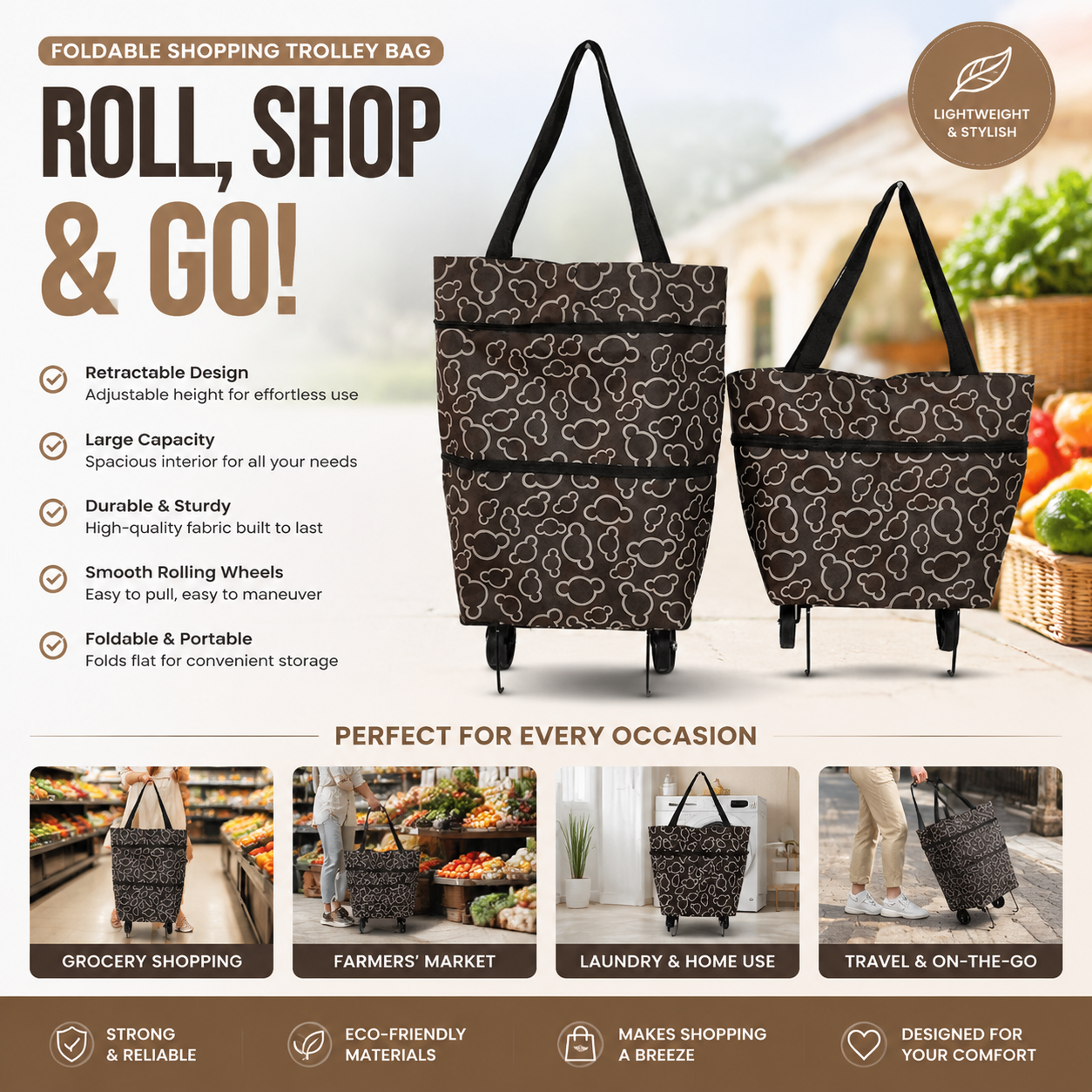 ⚡LAST DAY-50% OFF🔥 2 in 1 Foldable Shopping Cart