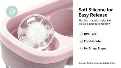 Ice cube maker, ice ball maker, small silicone whiskey ice ball mold for home use