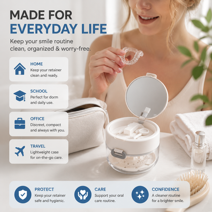 Retainer Cleaner Case with Mirror, Brush & Drain Tray