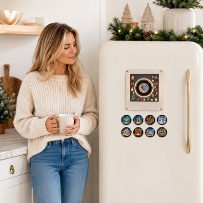🎄 Mini Christmas Vinyl Music Player – 9 Records, Lights & Spinning Design