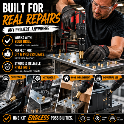 🔩 Rivet Nut Tool – M3-M8 Rivnut Kit, Carbon Steel Manual Riveter, Auto Repair & Workshop Use