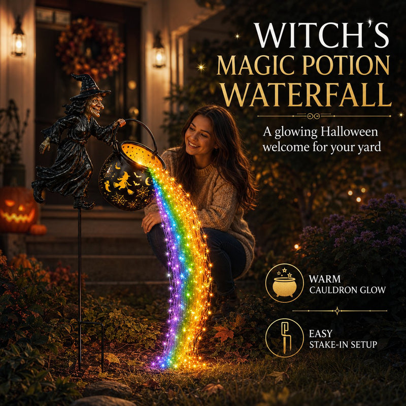 🎃 Halloween Early Bird Sale 🌈 Witch Potion Waterfall Garden Lamp