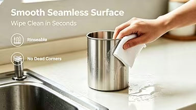 1 Count, Thickened Stainless Steel Utensil Organizer, Rust Resistant Easy to Clean Multi-purpose Storage Holder for Kitchen Countertop