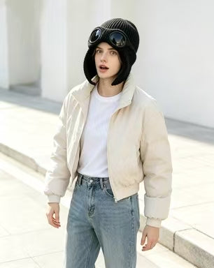 🧢Unisex Solid Color Goggle Lens Design Beanie Hat