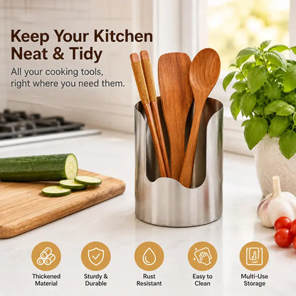🧑‍🍳 Multi-Functional Kitchen Utensil Holder – Holds pot lids, spatulas & cutting boards. Thickened stainless steel, space‑saving. 🛡️✨