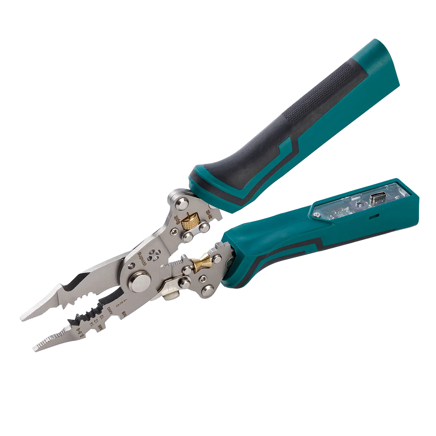 16-in-1 Wire Stripping Pliers, 2026 New Rechargeable Wire Strippers Tool with Voltage Tester&Alarms, Detectable 12-250V, Heavy-Duty Electrical Pliers&Wire Cutters