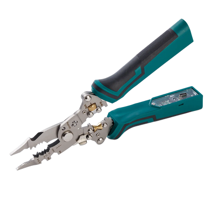 16-in-1 Wire Stripping Pliers, 2026 New Rechargeable Wire Strippers Tool with Voltage Tester&Alarms, Detectable 12-250V, Heavy-Duty Electrical Pliers&Wire Cutters
