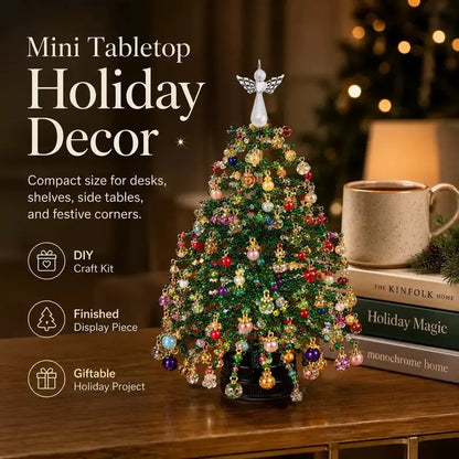 DIY Beaded Christmas Tree Kit with Lights – Handmade Crystal Holiday Decor