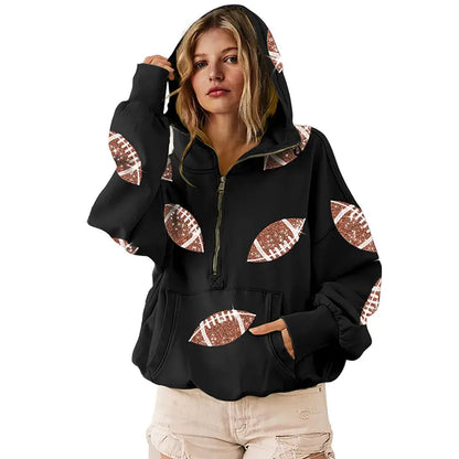 Ommig Women's Oversized Game Day Hoodie with Sequins