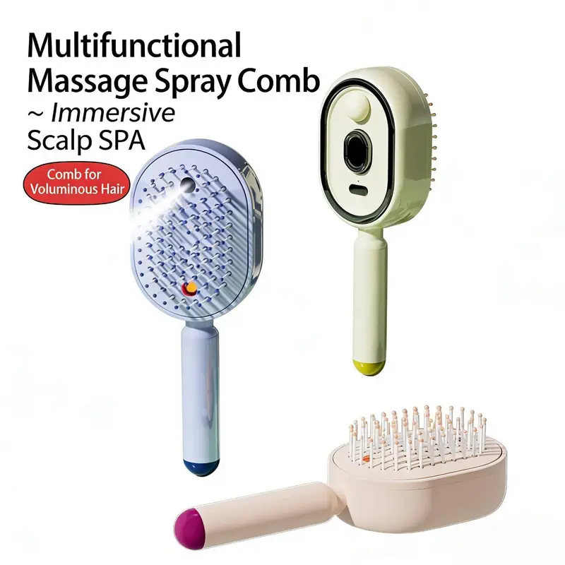 ✨Multifunctional Hair Care Comb | Built-in Mist Sprayer, Scalp Massager, Red Light, Smooth Tangled Frizzy Hair💧