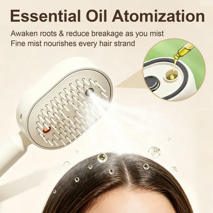 💆‍♀️ 3-in-1 Spray Comb – Mist + Massage + Red Light, Anti-Frizz, Detangling