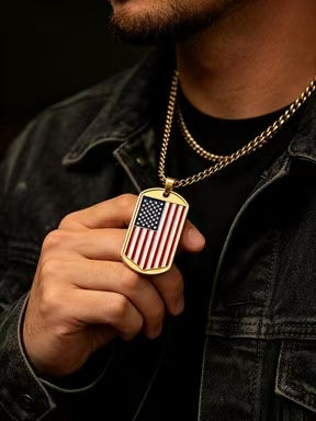 📿American Flag Dog Tag Necklace
