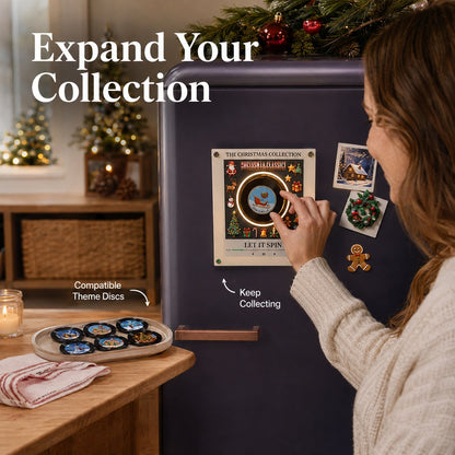 🎄 Mini Christmas Vinyl Music Player – 9 Records, Lights & Spinning Design