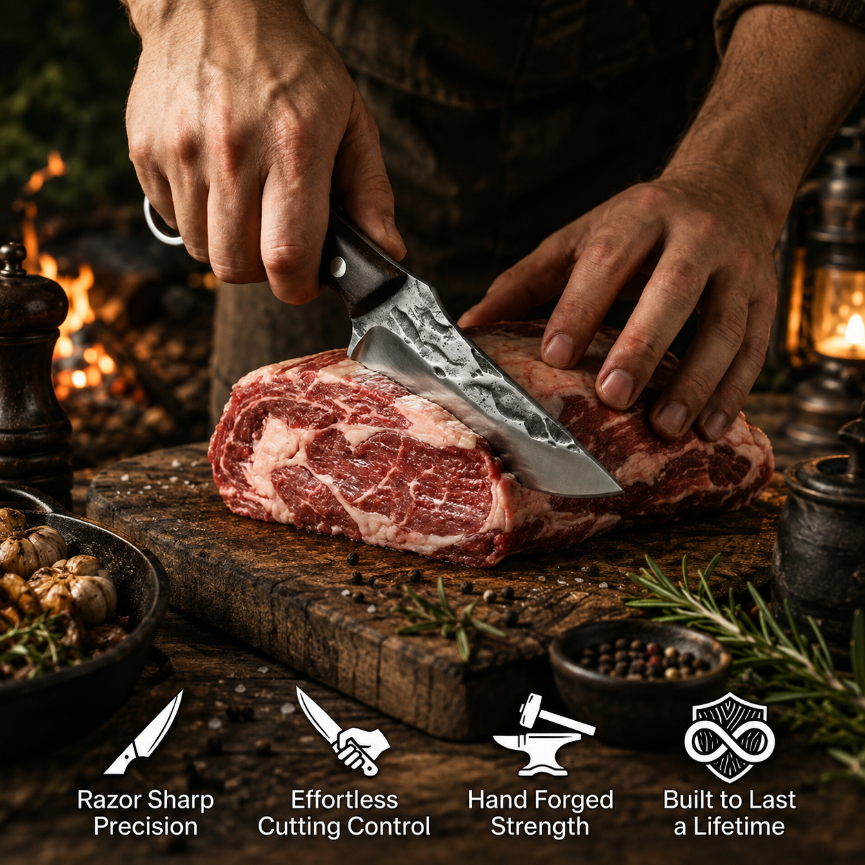 🏕️ Outdoor Fixed-Blade Camping Knife with Leather Sheath