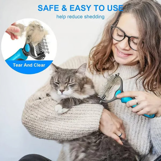 ✨ Double-Sided Pet Rake – Deshedding Tool for Dogs & Cats 🐶🐱