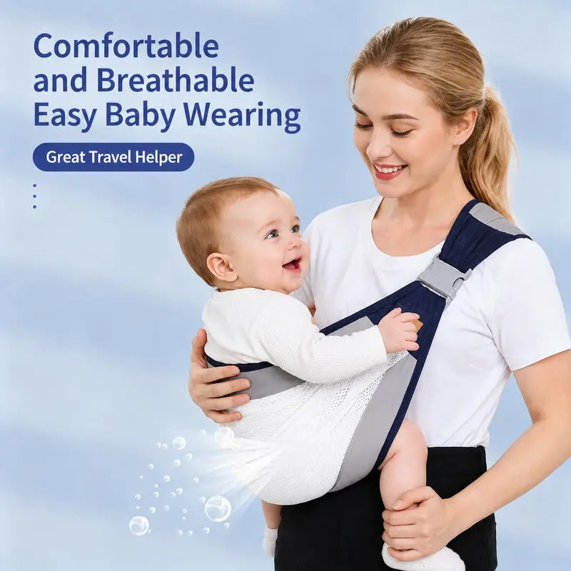 Adjustable One-Shoulder Baby Sling Carrier – Breathable Mesh & All-Season Hip Seat