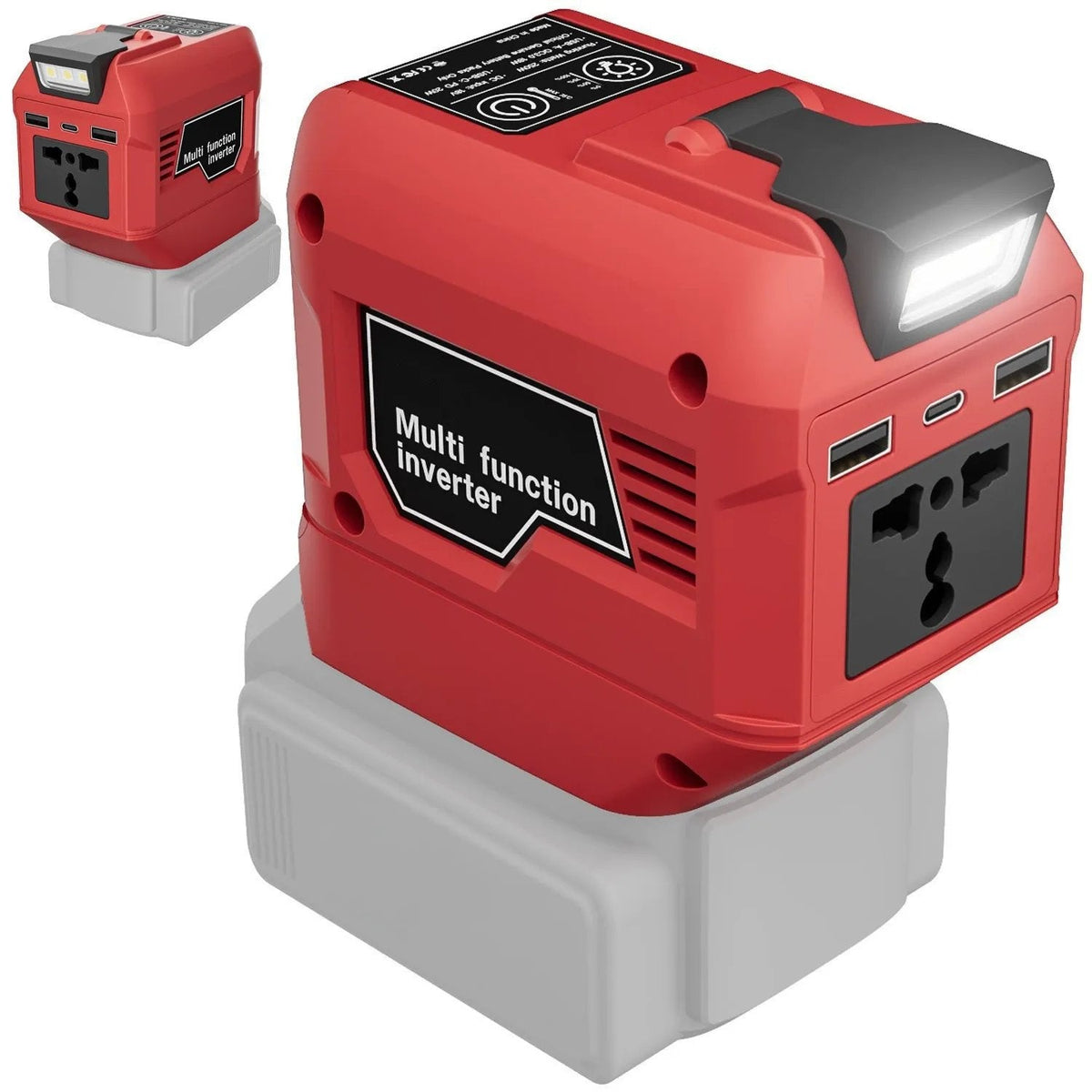 🎁Last Day 50% OFF🔋250W Portable Power Inverter – Turn 18V–21V Tool Batteries Into 220V AC Power
