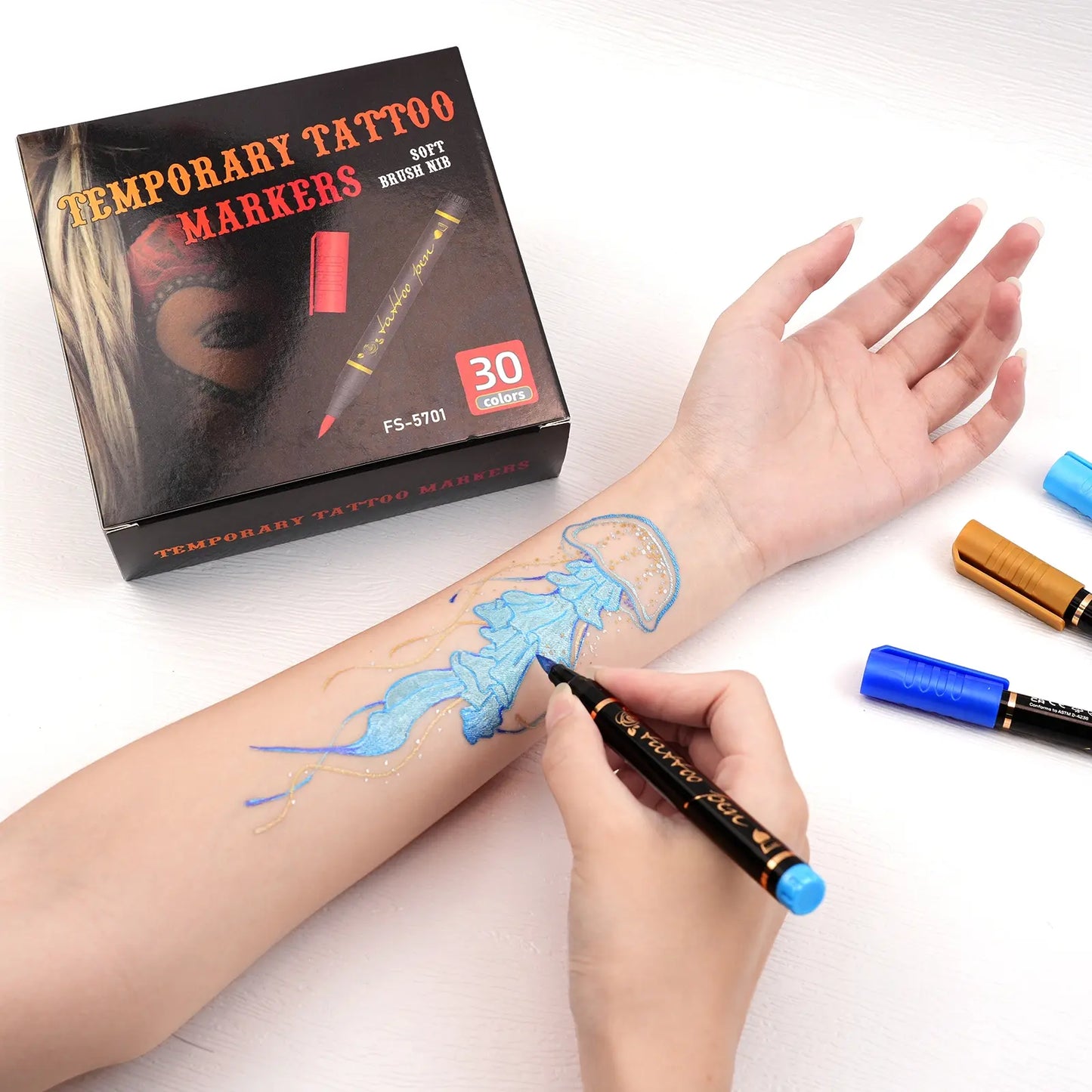 🎨 Temporary Tattoo Markers | Colorful Body Art & Stencil Kit