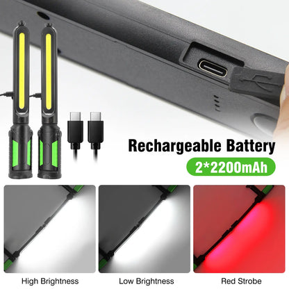 🎁 Father's Day Gift – Linkax 2400LM Work Light Bar, Rechargeable, Magnetic + Hooks