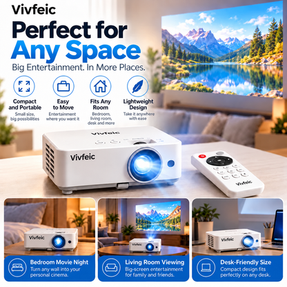 🎬 Portable Mini Projector 📽️ – 100' Big Screen, HDMI & USB, Remote Control Included