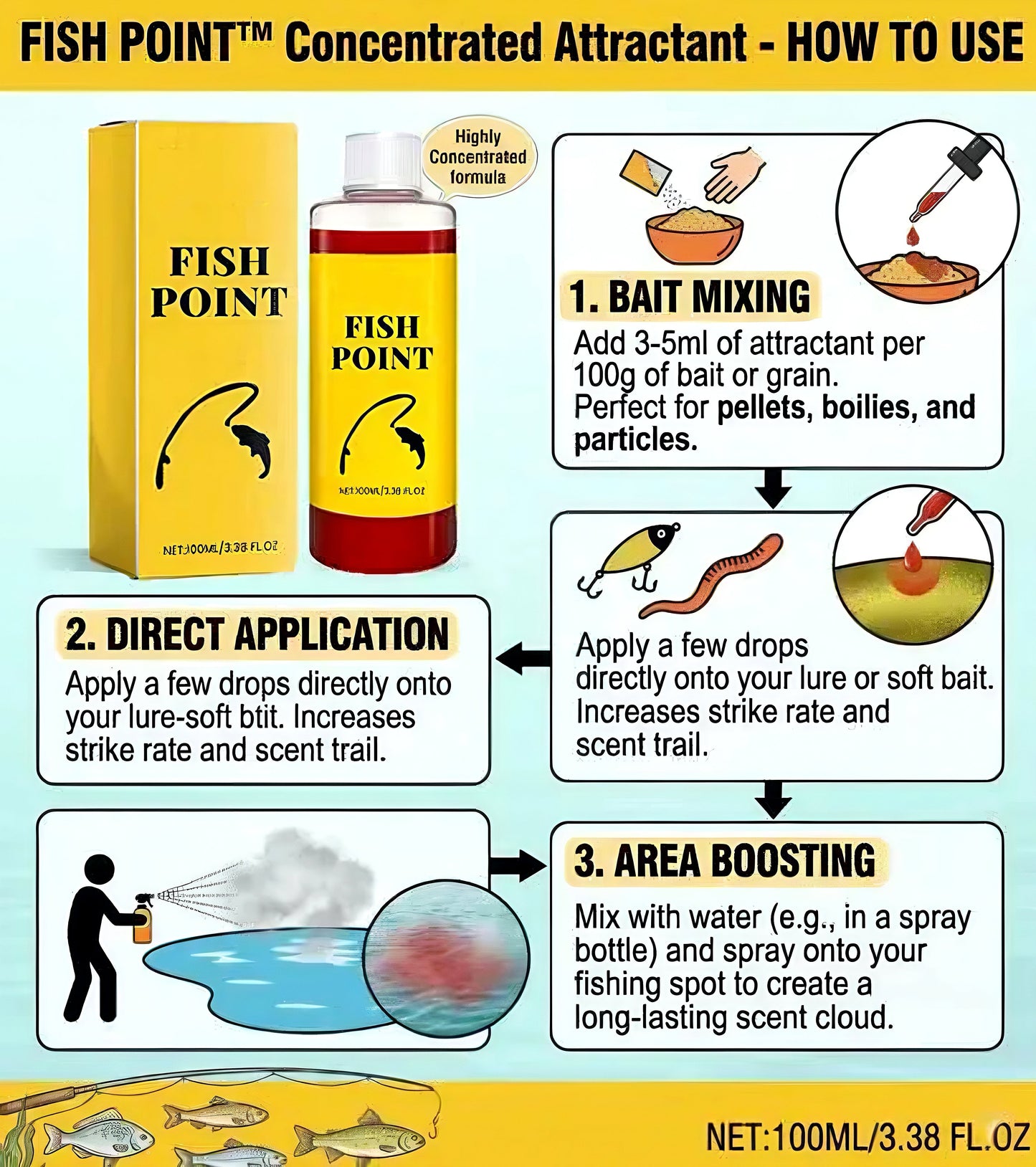 🎣 Fish Attractant – Red Worm Formula, More Bites, Less Waiting