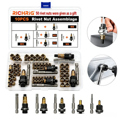 🔩 Rivet Nut Tool – M3-M8 Rivnut Kit, Carbon Steel Manual Riveter, Auto Repair & Workshop Use