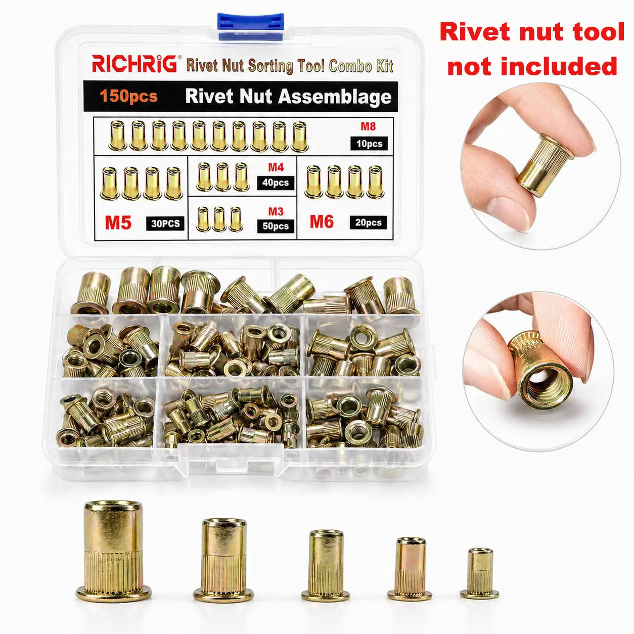 🔩 Rivet Nut Tool – M3-M8 Rivnut Kit, Carbon Steel Manual Riveter, Auto Repair & Workshop Use