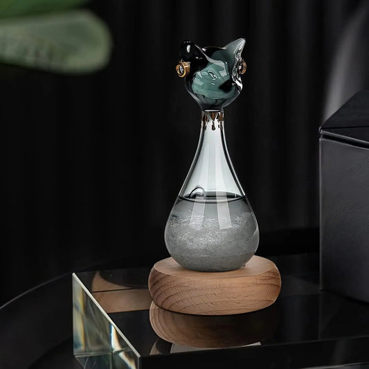 Cat-Shaped Storm Glass Weather Predictor for Home & Office Decor