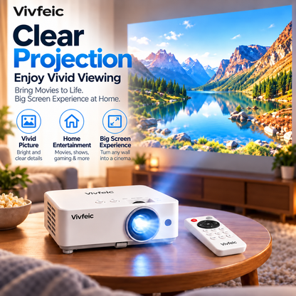 🎬 Portable Mini Projector 📽️ – 100' Big Screen, HDMI & USB, Remote Control Included