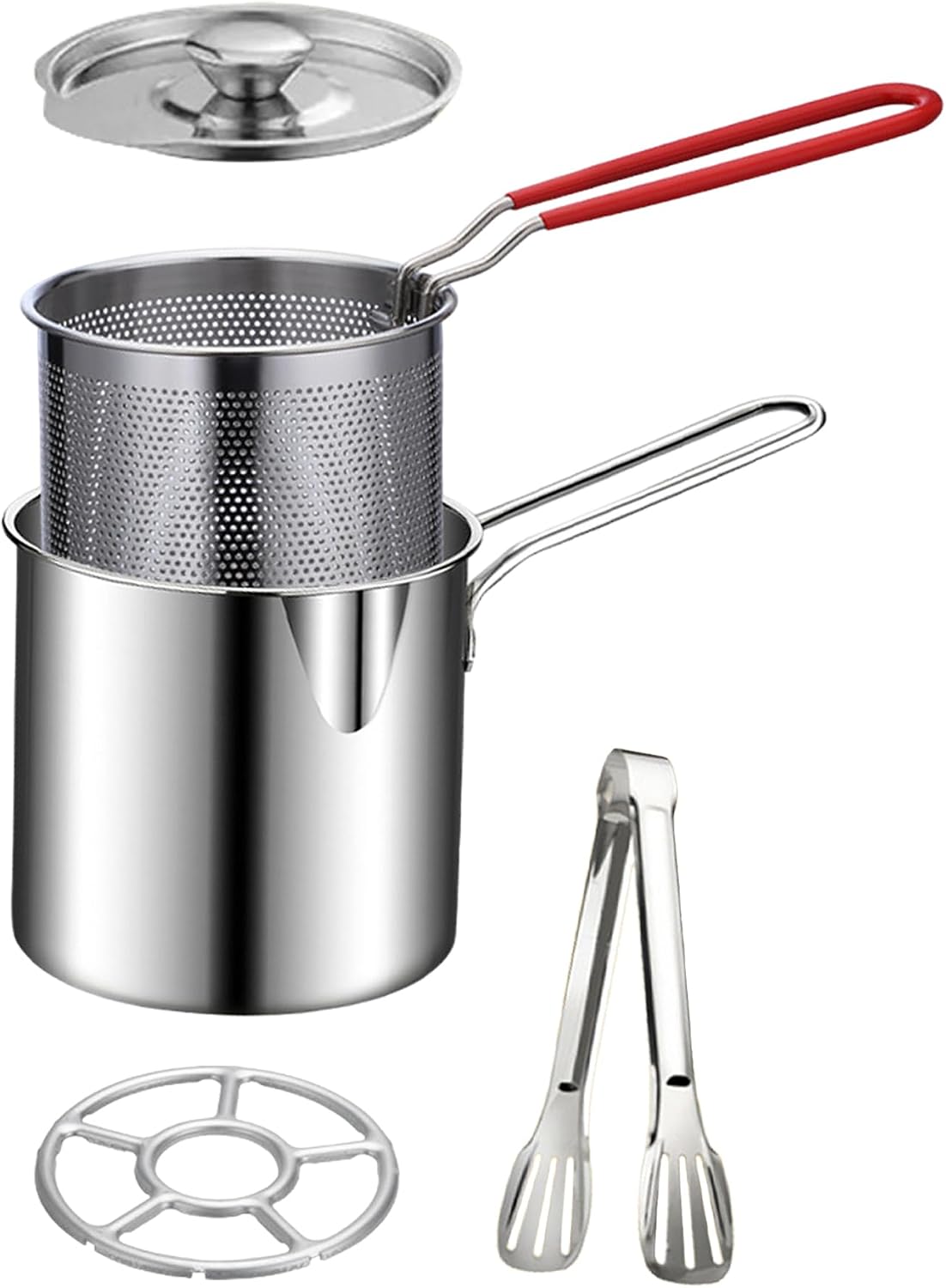 🍟 Personal Mini Stovetop Fryer Set – Pot, Lift-Out Basket & Tongs