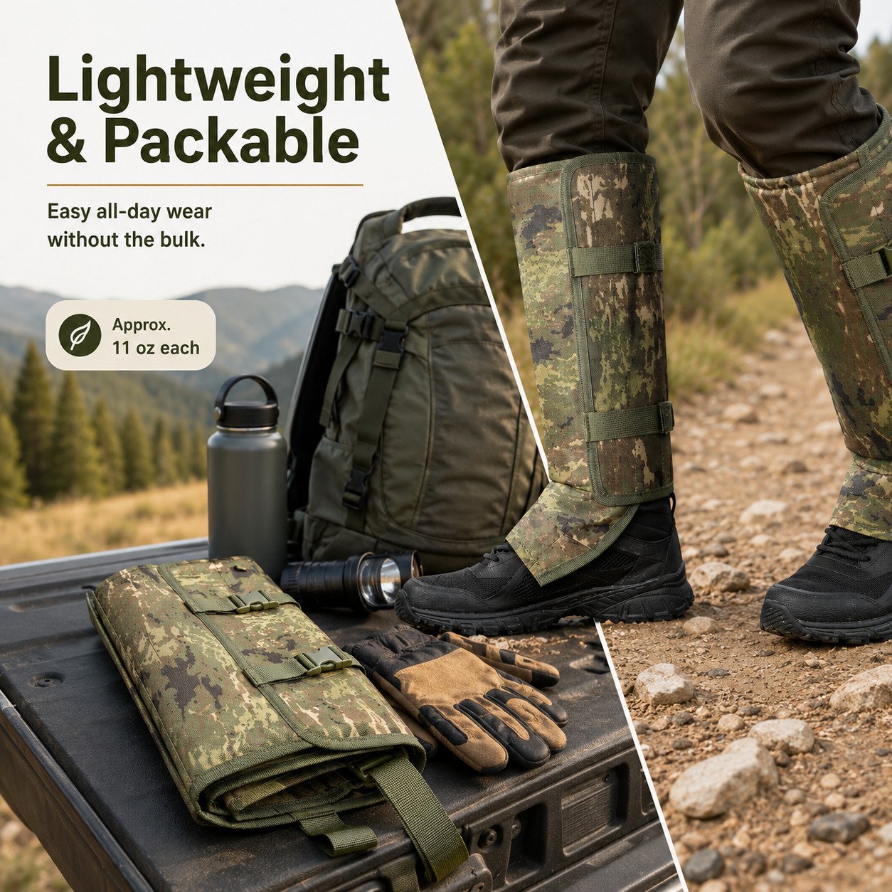 🐍 Snake-Resistant Leg Gaiters – Adjustable, Abrasion-Resistant for Hunting & Hiking