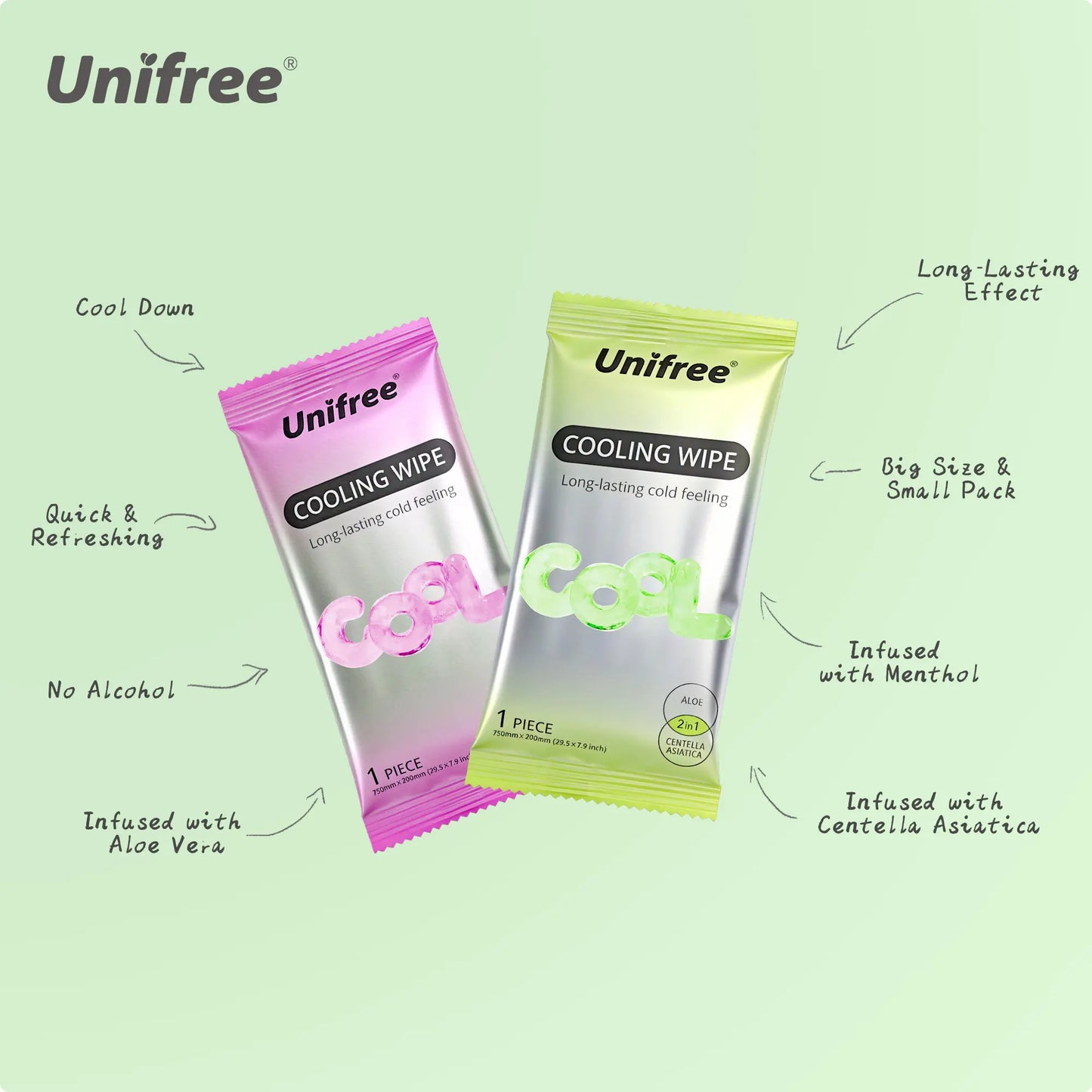 Unifree Cooling Towels & XL Menthol Cooling Wipes, Instant & Long Lasting Cooling Relief for Hot Weather & Summer Heat, Outdoor, Long Drives, Game day & Beach