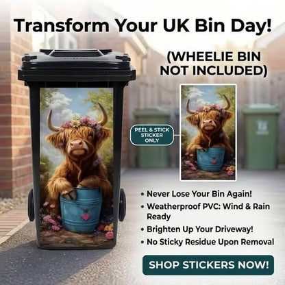 ♻️Creative Trash Can Sticker with Colourful Cartoon