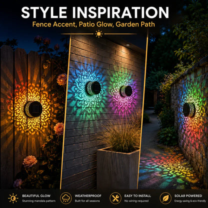 ✨Solar Mandala Wall Light | Outdoor Garden Fence Projector Lamp 🪐