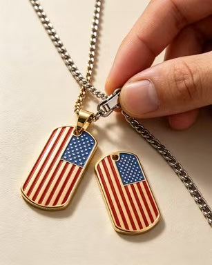 📿American Flag Dog Tag Necklace