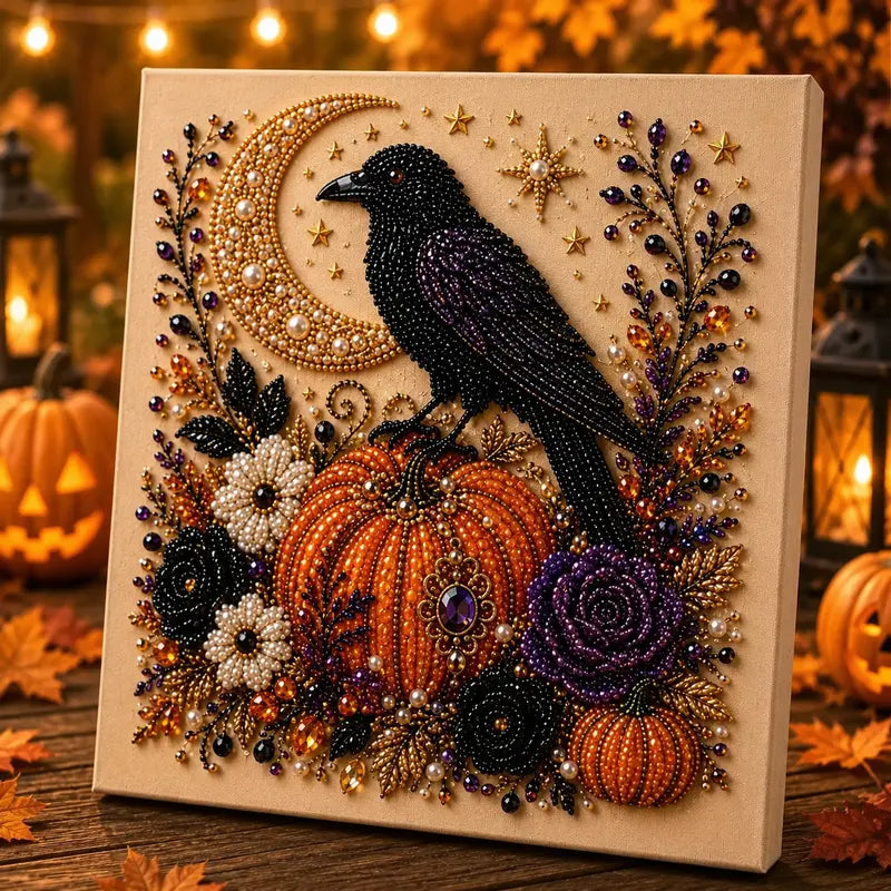 Spooky-Cute Ghost Pearl Art DIY Kit – 8" × 8" Halloween Diamond Painting