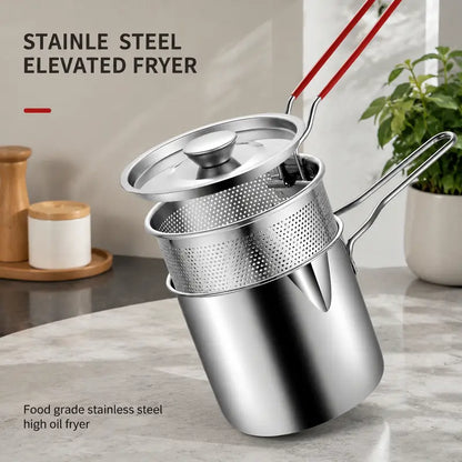 🍟 Personal Mini Stovetop Fryer Set – Pot, Lift-Out Basket & Tongs