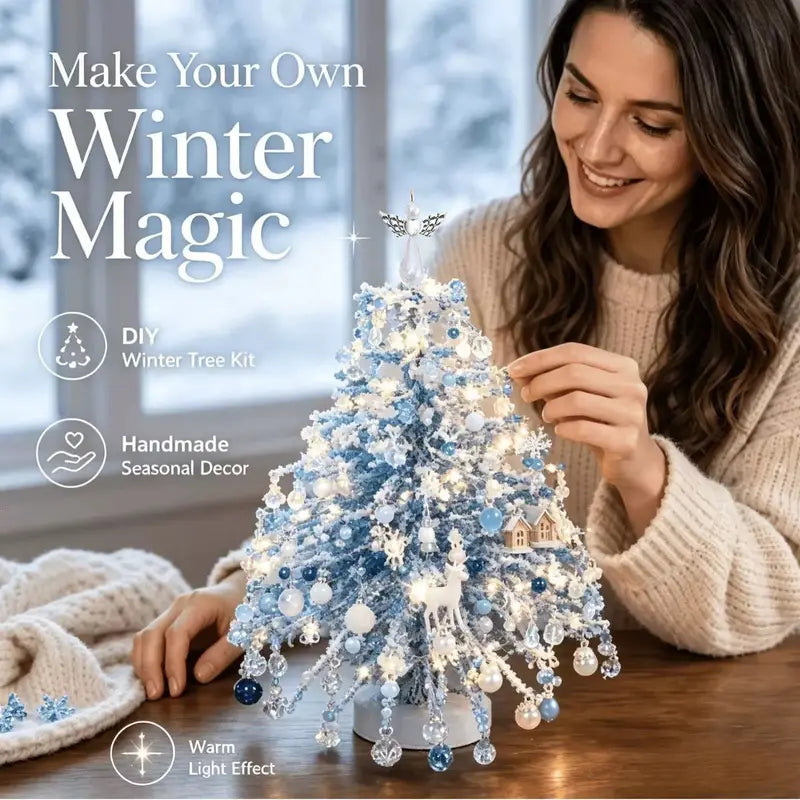 DIY Beaded Christmas Tree Kit with Lights – Handmade Crystal Holiday Decor