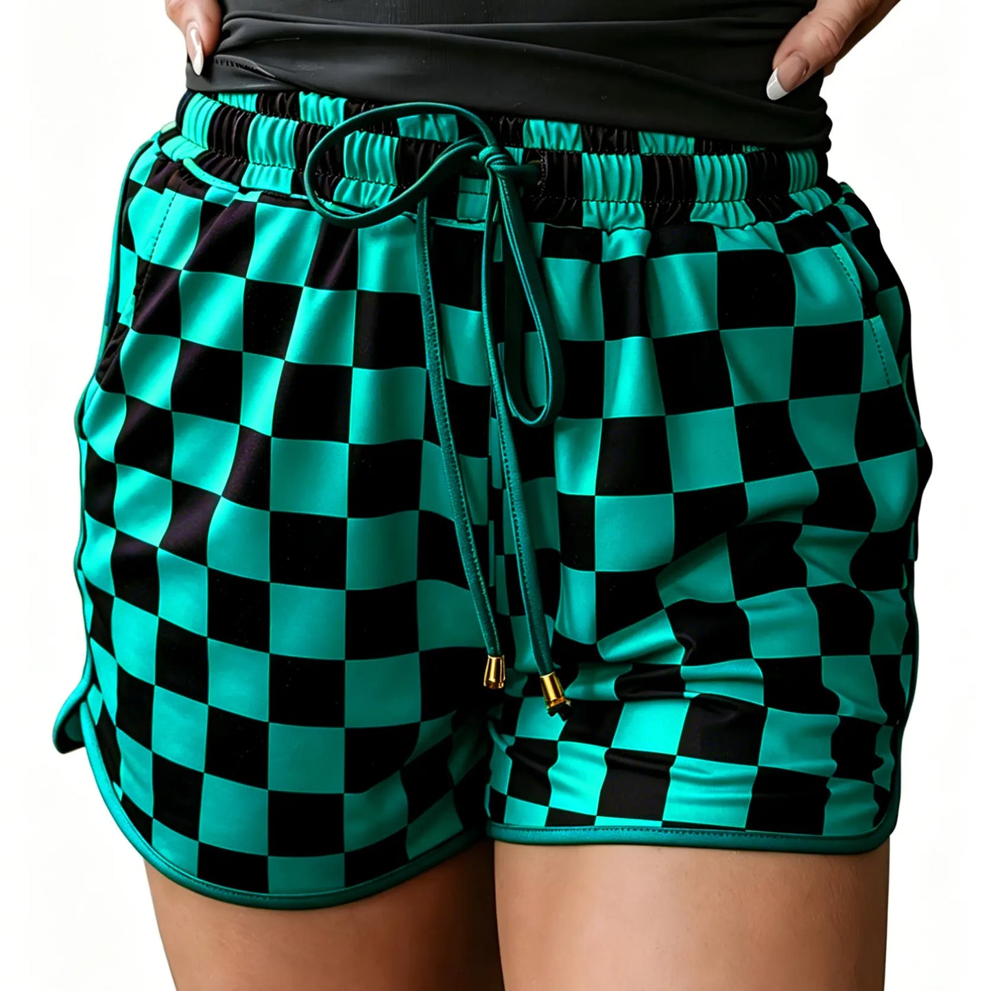 Znacicc Women's Checkered Casual Shorts with Pockets