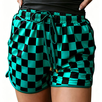 Znacicc Women's Checkered Casual Shorts with Pockets