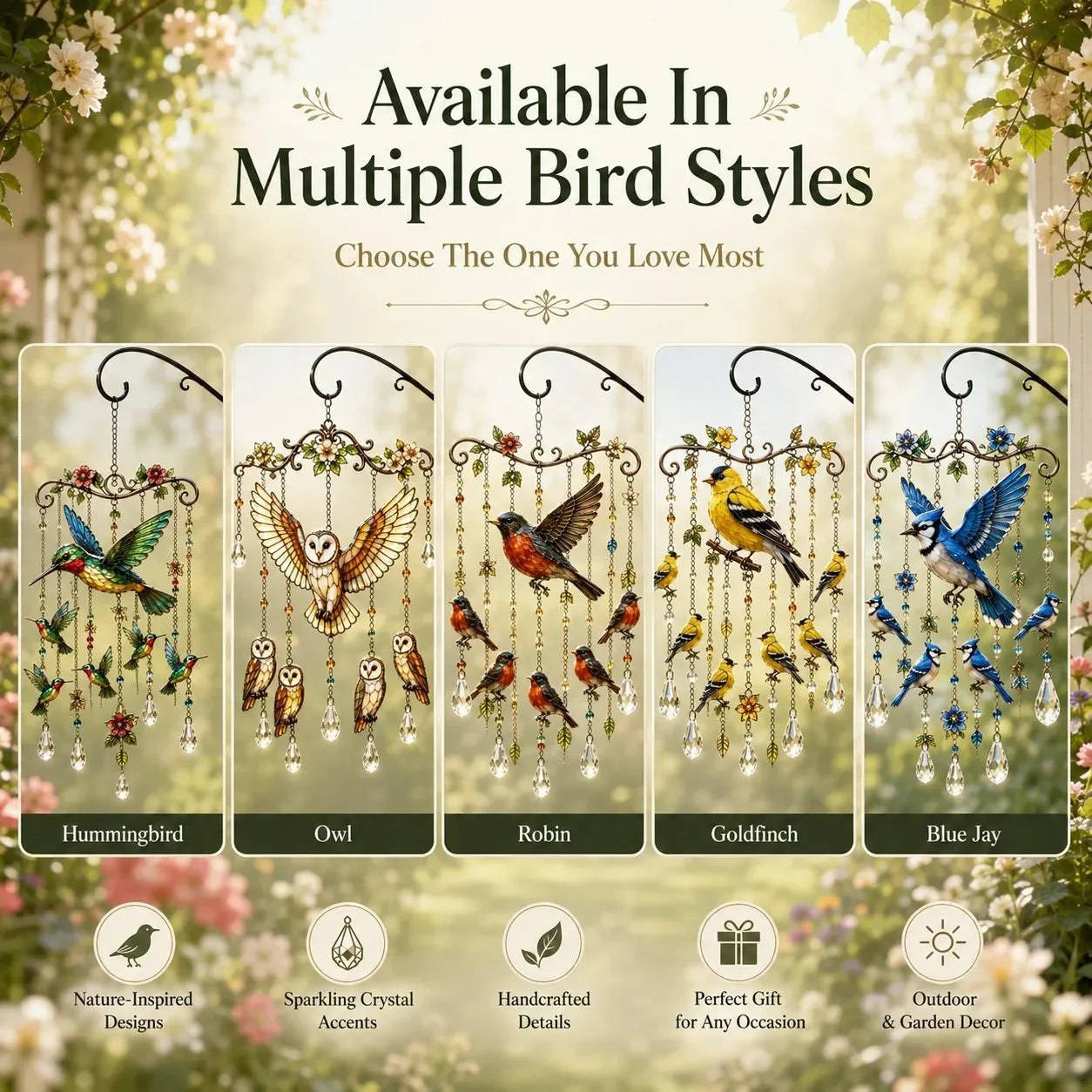 🐦Elegant Hummingbird Garden Wind Chime Suncatcher